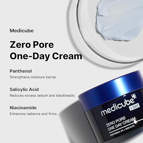 MEDICUBE ZERO PORE ONE-DAY CREAM 1.69OZ PORE REFINING, OIL CONTROL WITH NIACINAMIDE SALICYLIC ACID