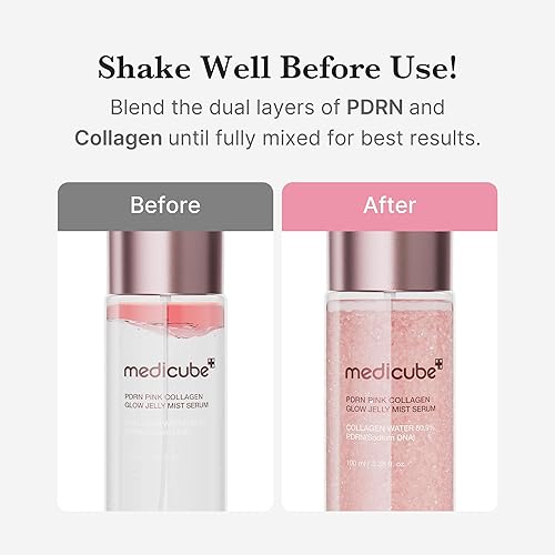 MEDICUBE JELLY MIST SERUM WITH PINK PDRN COLLAGEN HYDRATING GLOW SPRAY WITH NIACINAMIDE HYALURONIC A