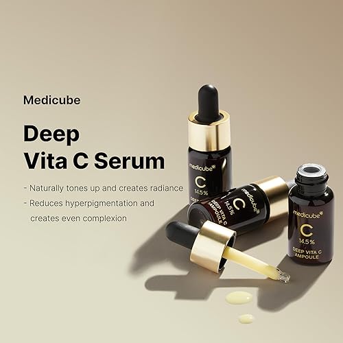 MEDICUBE DEEP VITA C SERUM 2.0 - 14.5 VITAMIN C FOR DARK SPOTS HYPERPIGMENTATION, 3X10G