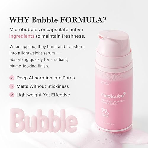 MEDICUBE PDRN PINK COLLAGEN BUBBLE SERUM FIRMING, FAST-ABSORBING GLOW FOR RADIANT SKIN