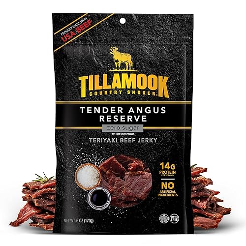 TILLAMOOK COUNTRY SMOKER ANGUS TERIYAKI BEEF JERKY 6OZ SLOW-SMOKED, GLUTEN-FREE, HIGH PROTEIN
