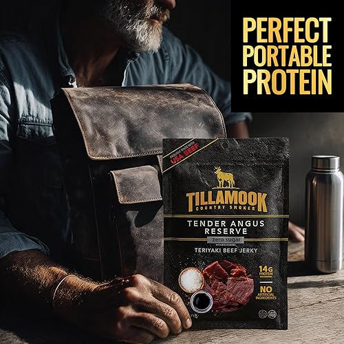 TILLAMOOK COUNTRY SMOKER ANGUS TERIYAKI BEEF JERKY 6OZ SLOW-SMOKED, GLUTEN-FREE, HIGH PROTEIN