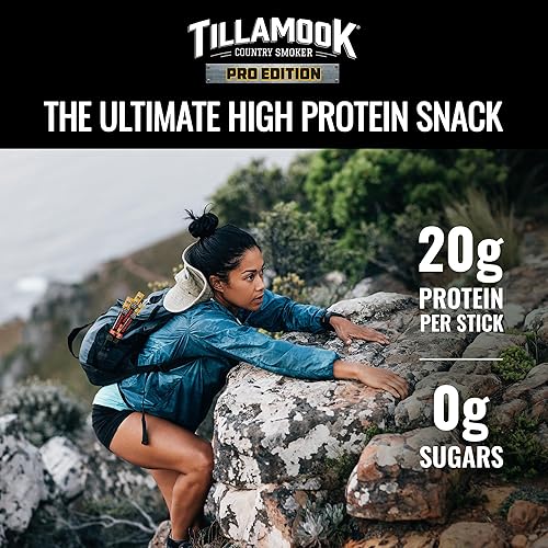 TILLAMOOK COUNTRY SMOKER PRO MEAT STICKS, ZERO SUGAR, ANGUS BEEF PORK, KETO SNACK 8-PACK