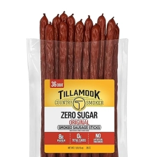 TILLAMOOK COUNTRY SMOKER ORIGINAL SMOKED SAUSAGE STICKS, ZERO SUGAR, KETO SNACK, 36 COUNT