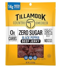 TILLAMOOK COUNTRY SMOKER ZERO SUGAR KETO BEEF JERKY BLACK PEPPER FLAVOR 2.2 OZ PACK