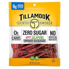 TILLAMOOK COUNTRY SMOKER SPICY JALAPEñO SMOKED SAUSAGE, ZERO SUGAR, LOW CARB KETO SNACK 4OZ