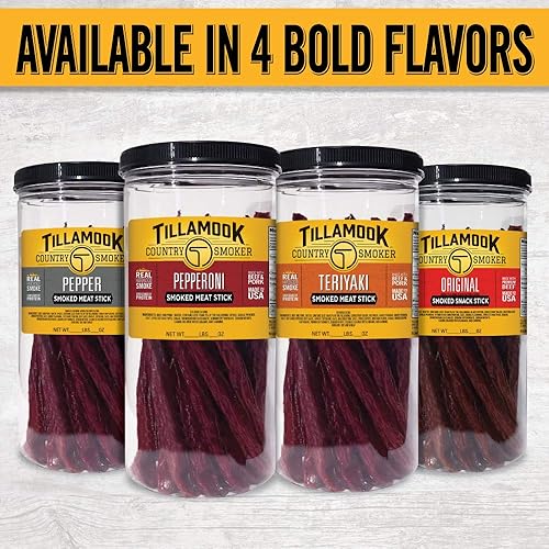 TILLAMOOK COUNTRY SMOKER PEPPERONI STICKS 20 COUNT ZERO SUGAR ORIGINAL SMOKED SAUSAGES 10OZ