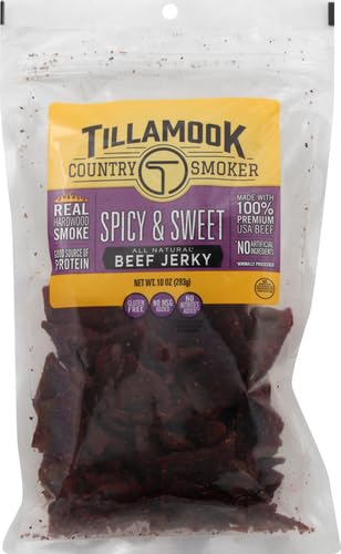 TILLAMOOK COUNTRY SMOKER SPICY SWEET HARDWOOD SMOKED BEEF JERKY, 10 OZ