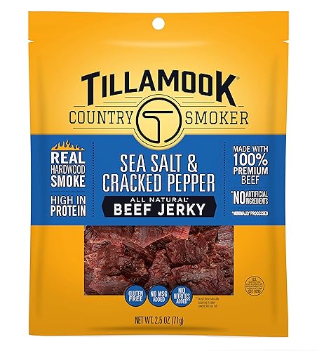 TILLAMOOK COUNTRY SMOKER HARDWOOD SMOKED BEEF JERKY SEA SALT CRACKED PEPPER 2.5 OZ