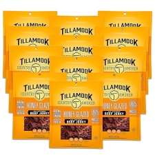 TILLAMOOK COUNTRY SMOKER HONEY GLAZED BEEF JERKY, REAL HARDWOOD SMOKED, 2.5OZ PACK OF 12