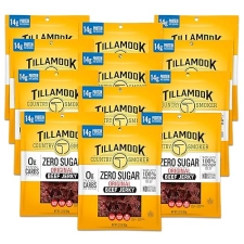 TILLAMOOK COUNTRY SMOKER ORIGINAL BEEF JERKY, GLUTEN FREE, ZERO SUGAR, 14G PROTEIN, 2.2OZ PACK OF 12