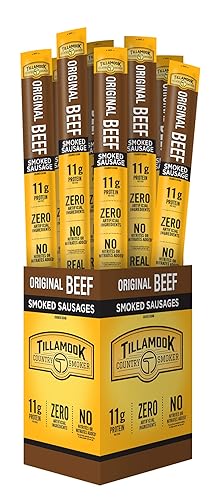 TILLAMOOK COUNTRY SMOKER ORIGINAL BEEF HARDWOOD SMOKED SAUSAGES, 1.25 OZ, 24 COUNT PACK