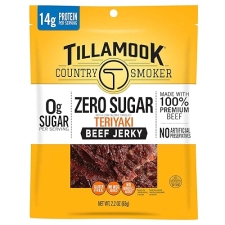 TILLAMOOK TERIYAKI BEEF JERKY, ZERO SUGAR KETO SNACK, LOW CARB, HIGH PROTEIN, GLUTEN FREE 2.2OZ