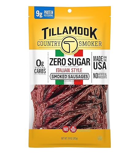 TILLAMOOK COUNTRY ITALIAN STYLE SMOKED SAUSAGES 10 OZ ZERO SUGAR, KETO FRIENDLY
