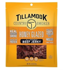 TILLAMOOK COUNTRY SMOKER HONEY GLAZED BEEF JERKY 2.5 OZ REAL HARDWOOD SMOKED SNACK