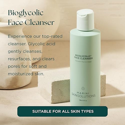 MARINI SKINSOLUTIONS BIOGLYCOLIC FACE CLEANSER GENTLE GLYCOLIC ACID FACIAL WASH, 6 OZ, USA MADE