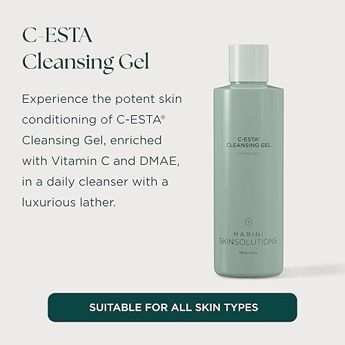 MARINI SKINSOLUTIONS C-ESTA VITAMIN C FACE CLEANSER GEL WITH DMAE, CRUELTY-FREE, 6 FL OZ