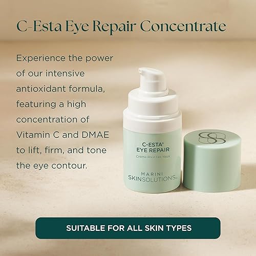 MARINI SKINSOLUTIONS C-ESTA VITAMIN C EYE CREAM WITH DMAE HYALURONIC ACID, 0.5 OZ, USA MADE