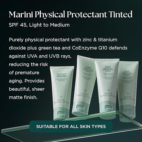 MARINI SKINSOLUTIONS SPF 45 TINTED PHYSICAL SUNSCREEN LIGHT TO MEDIUM, WATER RESISTANT 2 OZ