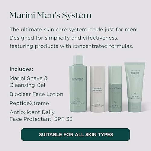 MARINI SKINSOLUTIONS MEN S SKINCARE SYSTEM - CRUELTY-FREE, SHAVE GEL, LOTION, SPF 33 - USA MADE