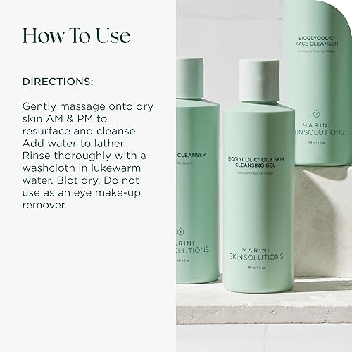 MARINI SKINSOLUTIONS BIOGLYCOLIC GEL - GLYCOLIC ACID FACE CLEANSER FOR OILY, PROBLEM SKIN 6OZ