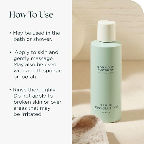 MARINI SKINSOLUTIONS BIOGLYCOLIC BODY SCRUB GLYCOLIC ACID EXFOLIATOR FOR SMOOTH SKIN, 6 OZ