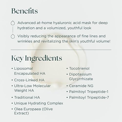 MARINI SKINSOLUTIONS HYLA3D FACE MASK - HYDRATING HYALURONIC ACID TREATMENT, 1 OZ, USA MADE