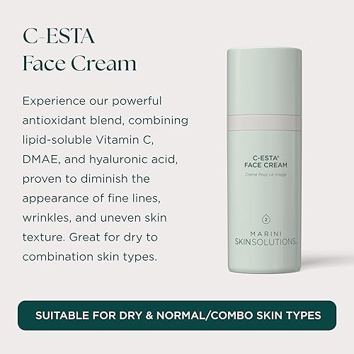 MARINI SKINSOLUTIONS C-ESTA FACE CREAM WITH VITAMIN C, DMAE HYALURONIC ACID 1 OZ, USA MADE