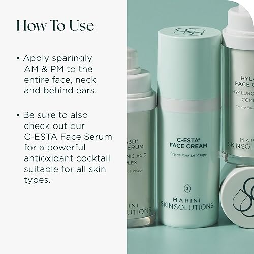 MARINI SKINSOLUTIONS C-ESTA FACE CREAM WITH VITAMIN C, DMAE HYALURONIC ACID 1 OZ, USA MADE
