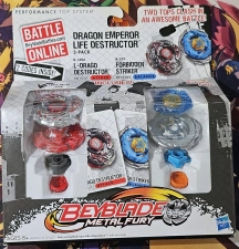 BEYBLADE METAL FURY - 2 PACK L-DRAGO DESTRUCTOR & FORBIDDEN STRIKER NEW HASBRO