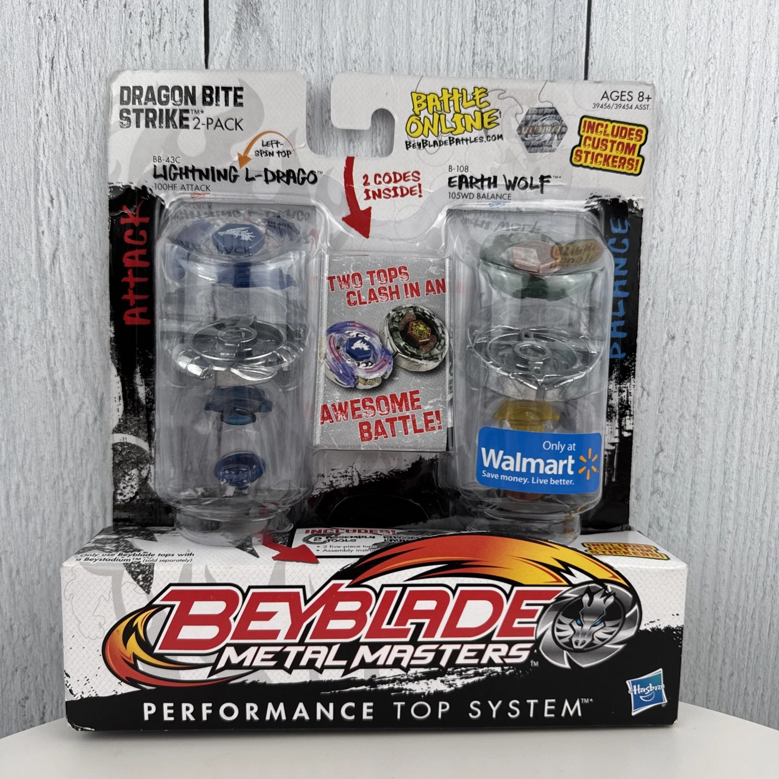 BEYBLADE METAL MASTERS DRAGON BITE STRIKE 2-PACK LIGHTNING L-DRAGO & EARTH WOLF