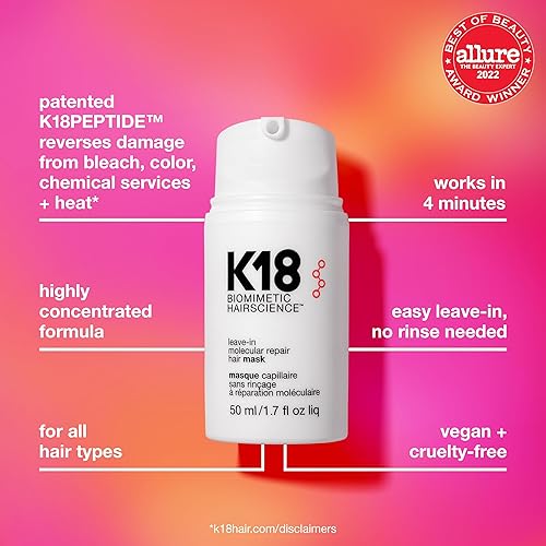 K18 LEAVE-IN MOLECULAR REPAIR HAIR MASK FAST REPAIR FOR DRY, FRIZZY, DAMAGED HAIR IN 4 MINUTES