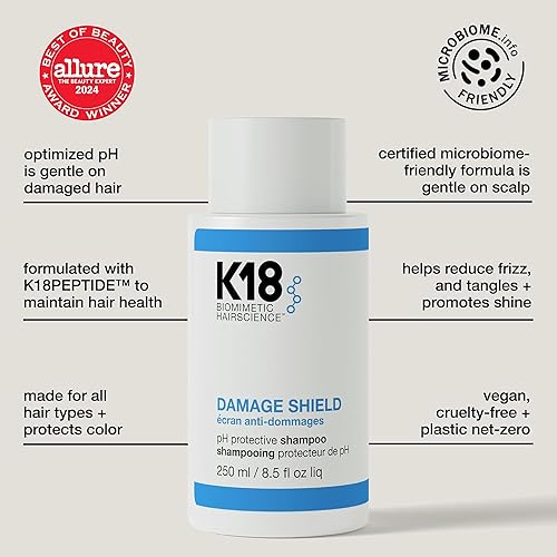 K18 DAMAGE SHIELD SHAMPOO ANTI-FRIZZ, DETANGLES PROTECTS HAIR FOR HEALTHY SHINE