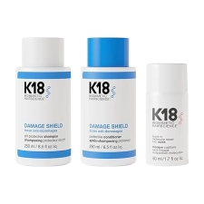 K18 DAMAGE CONTROL TRIO DAMAGE SHIELD SHAMPOO, CONDITIONER 4-MINUTE REPAIR HAIR MASK