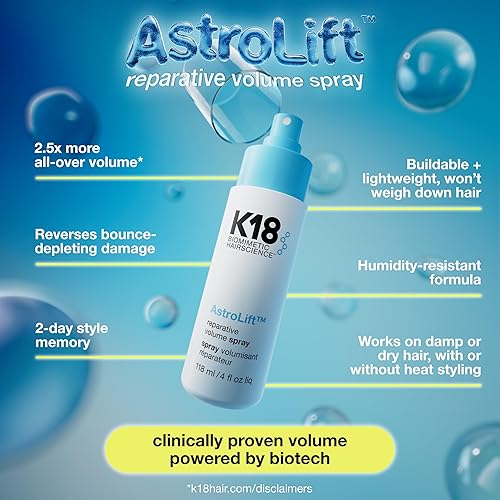 K18 ASTROLIFT REPARATIVE VOLUME SPRAY 2-DAY THICKENING, HOLD FOR THIN, FRAGILE HAIR, HUMIDITY-RESIST
