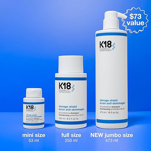 K18 DAMAGE SHIELD SHAMPOO REDUCES FRIZZ TANGLES, PROTECTS AND MAINTAINS HEALTHY HAIR