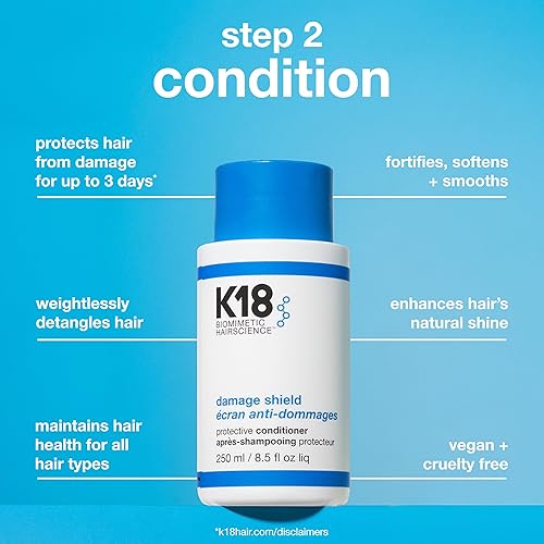 K18 DAMAGE SHIELD WASH CARE SET COLOR-SAFE SHAMPOO CONDITIONER FOR FRIZZ, TANGLE DAMAGE