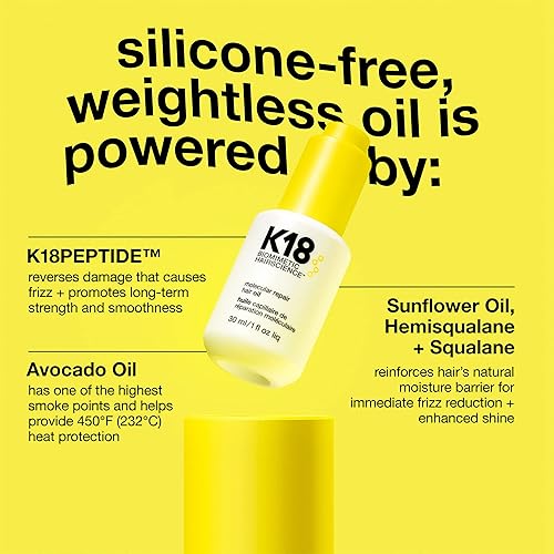 K18 REPAIR BUNDLE LEAVE-IN HAIR MASK, 4-MINUTE TREATMENT 15ML WEIGHTLESS STRENGTHENING OIL 30ML
