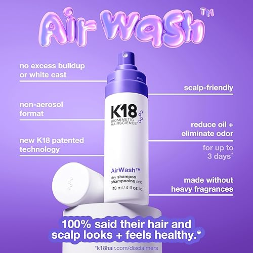 K18 AIRWASH DRY SHAMPOO NON-AEROSOL FOR SCALP BALANCE AND OIL CONTROL