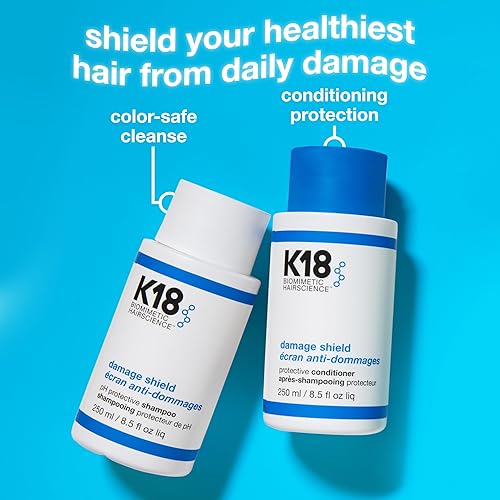 K18 DAMAGE SHIELD SHAMPOO CONDITIONER SET COLOR-SAFE, FRIZZ CONTROL, HAIR PROTECTION