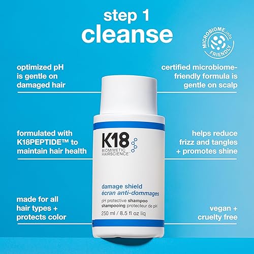 K18 DAMAGE SHIELD SHAMPOO CONDITIONER SET COLOR-SAFE, FRIZZ CONTROL, HAIR PROTECTION