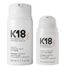 K18 LEAVE-IN HAIR MASK 4-MINUTE REPAIR TREATMENT FOR COLOR HEAT DAMAGED HAIR, 50ML 15ML