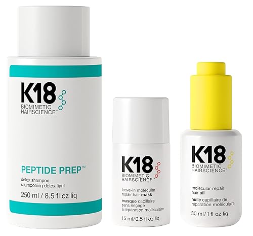 K18 DETOX REPAIR BUNDLE LEAVE-IN MASK, 4-MIN SPEED TREATMENT, CLARIFYING SHAMPOO OIL