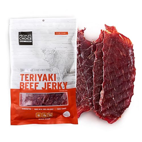 PEOPLE S CHOICE TERIYAKI BEEF JERKY THIN-SLICED WHOLE MUSCLE SLAB, 15 COUNT, 19.2 OZ BAG