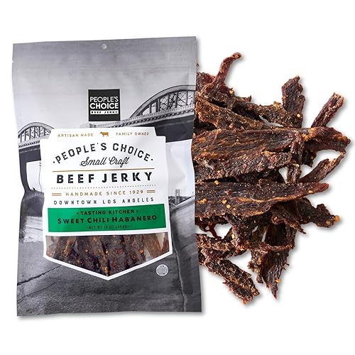 PEOPLE S CHOICE SWEET CHILI HABANERO BEEF JERKY SWEET SPICY, 9G PROTEIN, 1 LB USA MADE