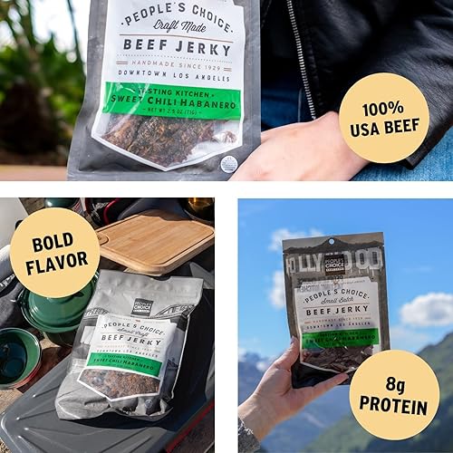 PEOPLE S CHOICE SWEET CHILI HABANERO BEEF JERKY SWEET SPICY, 9G PROTEIN, 1 LB USA MADE
