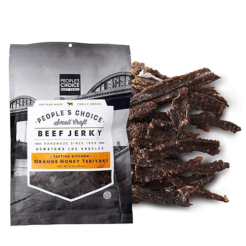 PEOPLE S CHOICE ORANGE HONEY TERIYAKI BEEF JERKY SWEET SAVORY SNACK, 8G PROTEIN, 1 LB USA MADE