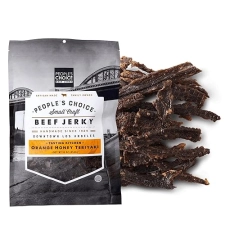 PEOPLE S CHOICE ORANGE HONEY TERIYAKI BEEF JERKY SWEET SAVORY SNACK, 8G PROTEIN, 1 LB USA MADE
