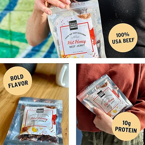 PEOPLE S CHOICE HOT HONEY BEEF JERKY SWEET SPICY, 10G PROTEIN, 1 LB BAG, MADE IN USA