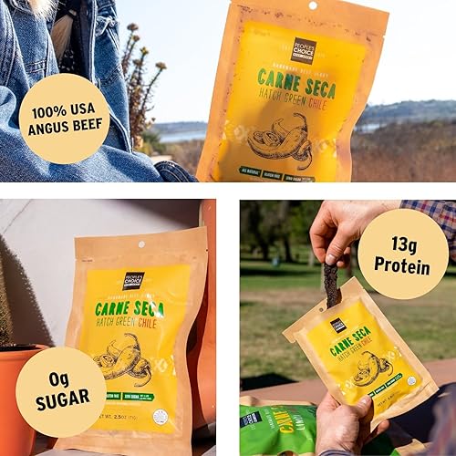 PEOPLE S CHOICE BEEF JERKY CARNE SECA HATCH GREEN CHILE 13G PROTEIN SUGAR FREE KETO 1LB BAG